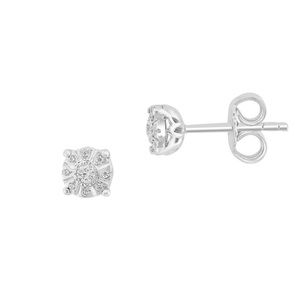 Sterling Silver & 0.09 CT. T.W. Diamond Earrings